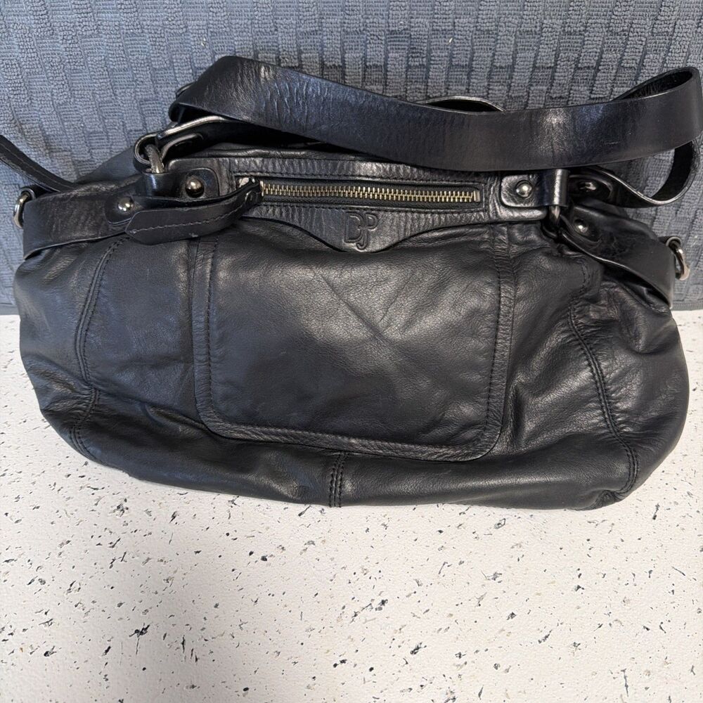 Donald J Plunder Black Leather Handbag